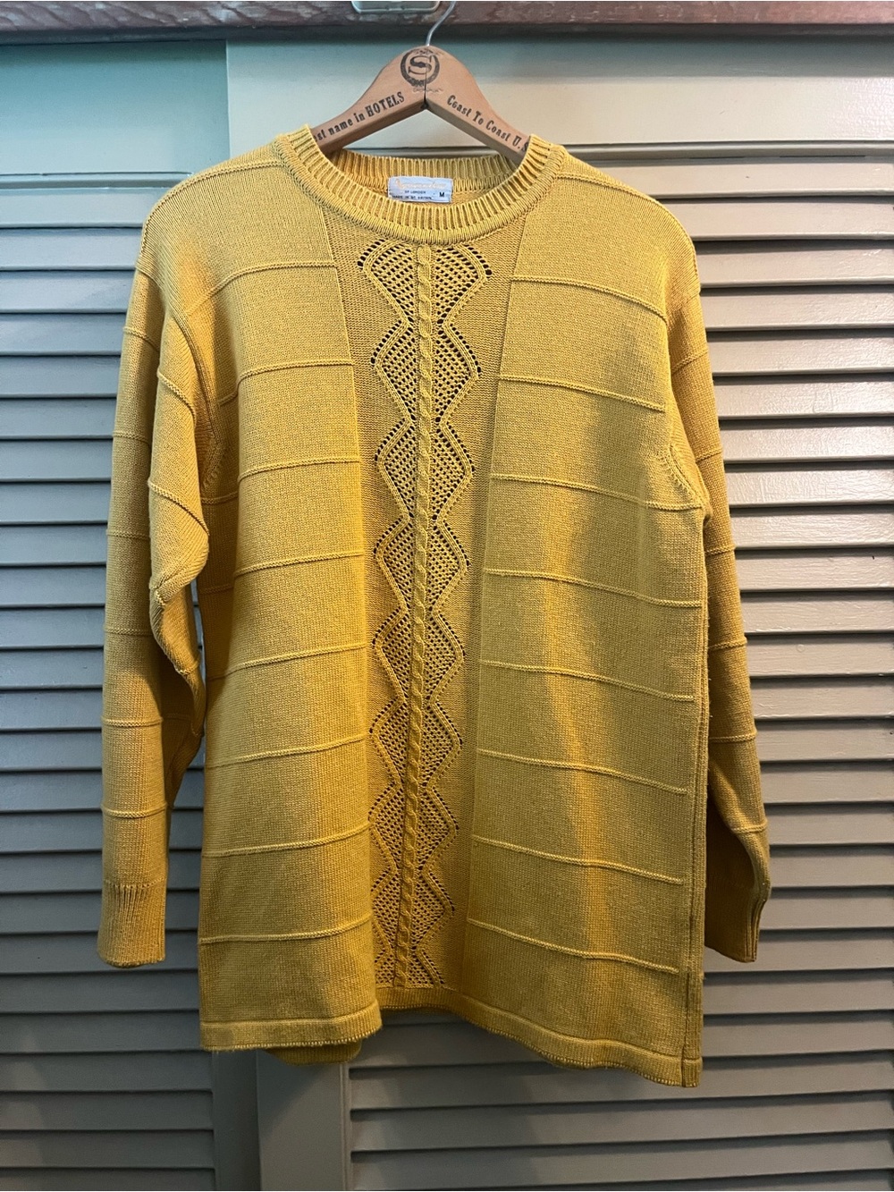 Aquascutum of London Mustard Yellow Knit Sweater with Center Lace Panel size M